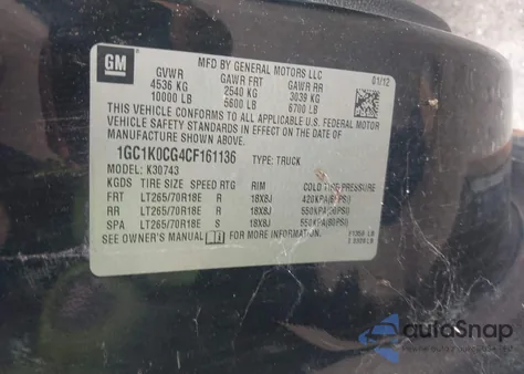 2012 Chevrolet Silverado 3500Hd Lt z USA, uszkodzony, nr VIN 1GC1K0CG4CF161136